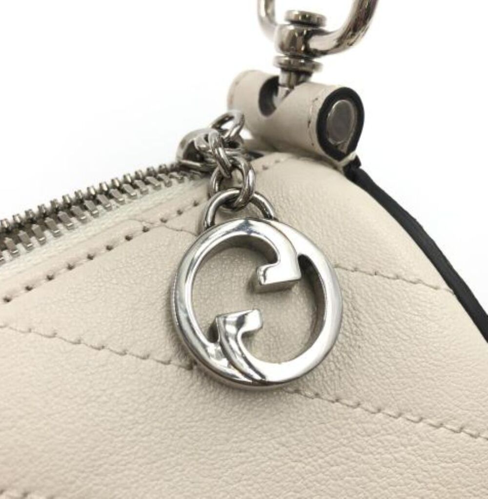 Gucci Mystic White Leather GG Mini Blondie Barrel Shoulder Bag Purse Pristine! - Picture 10 of 11